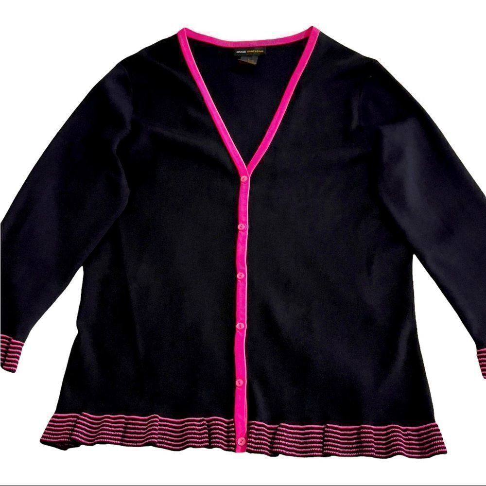 Grace Dane Lewis Ruffe Knit Cardigan LARGE - Picture 3 of 15
